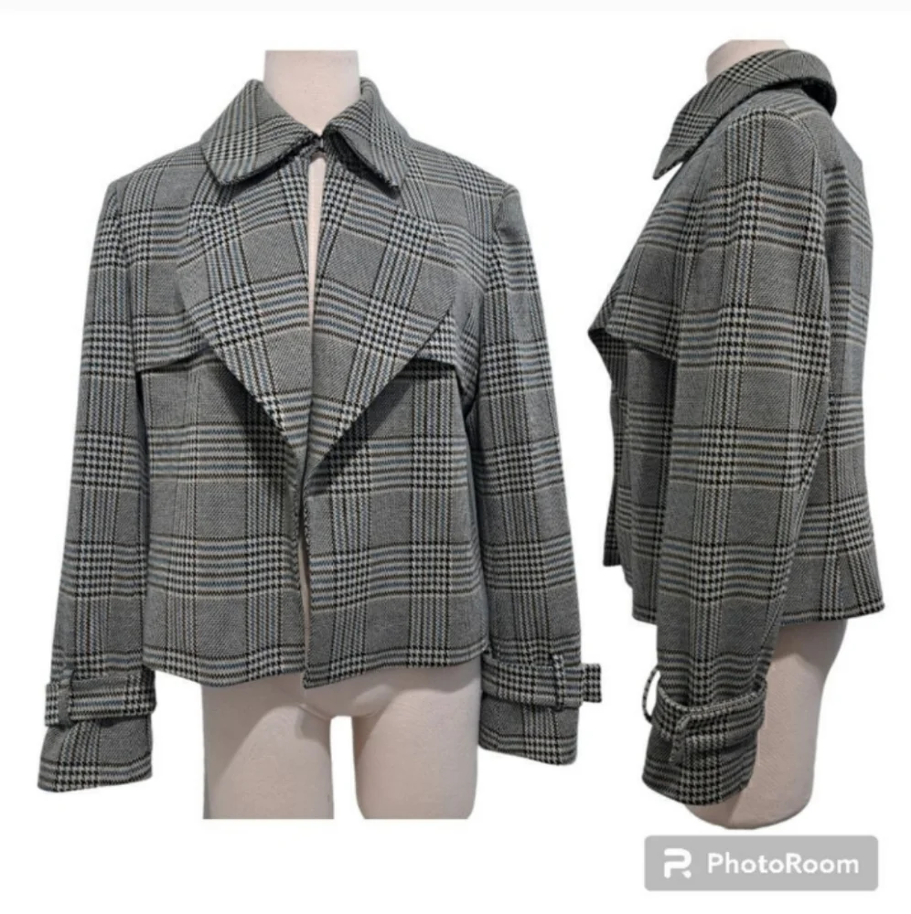 Anne Klein Open Front Houndstooth Blazer Jacket, Sz 14 - Picture 2 of 11